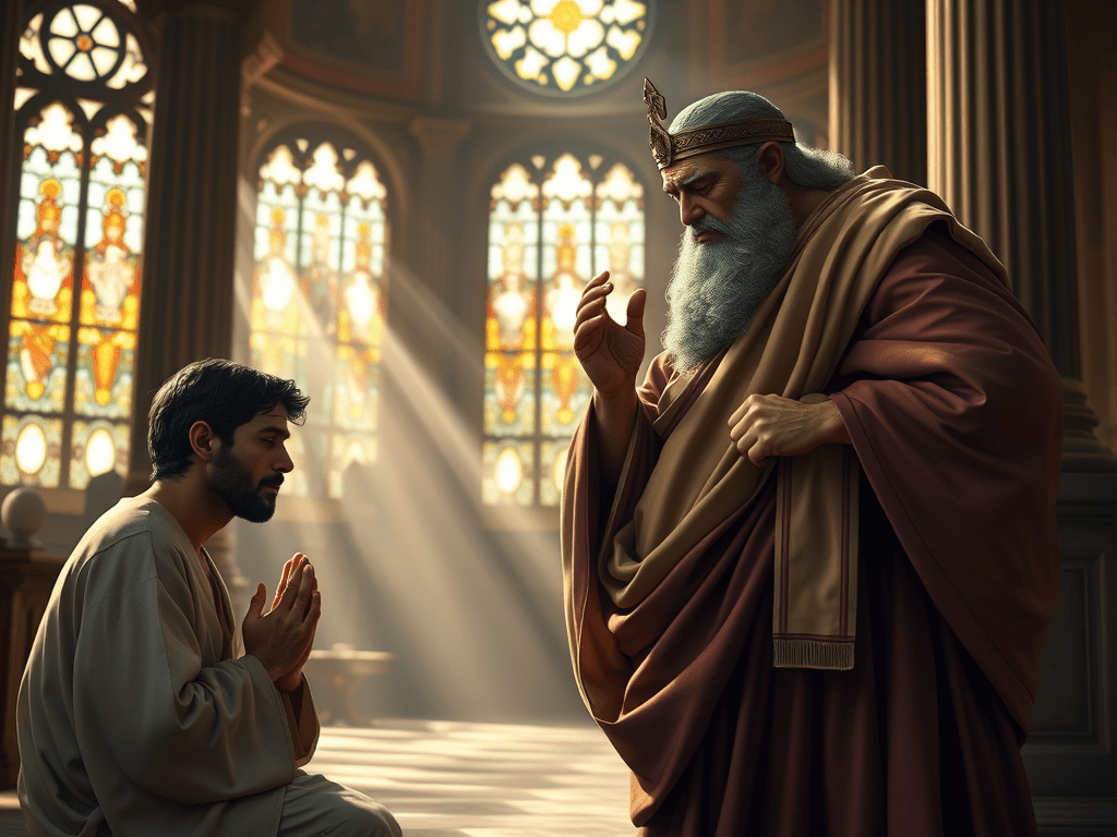 “He beat his breast”